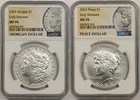 2023 $1 Morgan Peace Silver Dollar 2pc Set NGC MS70 E/R Morgan & Peace Label