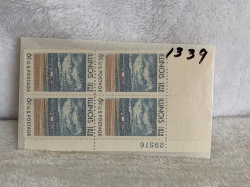 1968 US Postage Stamp Illinois Statehood 2 Plate Block Of 4 6c Scott #1339 READ - Picture 7 of 7