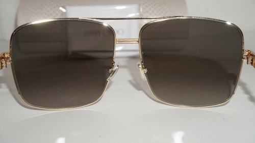 Jimmy Choo New Sunglasse Aviator Gold Brown TONIA/S 01Q 61 15 140 - Picture 11 of 12