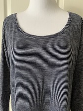 GAP CUTE NAVY & WHITE STRIPED POLY COTTON BLEND 3/4 SLEEVE DRESS - SIZE L