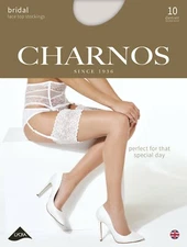 Charnos Bridal Deep Lace Top STOCKINGS 10 Denier Ivory or Champagne Wedding