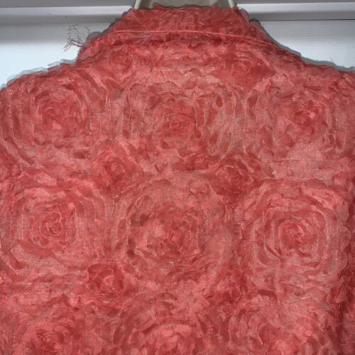 NWT JERRY T Dressy Jacket 3D Coral Rose Textured Plus 2X 3/4 Sleeve Open SR 7216 - Picture 8 of 12