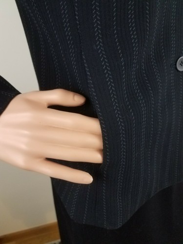 Vintage 90s EMANUEL UNGARO Black Jacket Blazer Size 4P Wool Blend Stripe Career - Picture 7 of 13