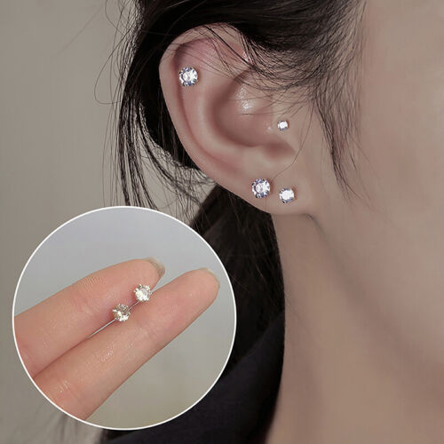 2Pairs Korean Style Colorful Zircon Mini Earring Simple Exquisite Ear Bone Nails - Picture 1 of 21
