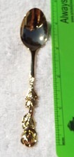 Baby Spoon Stainless Steel Gold Toned Rose Handle 4 3/8" Japan Hio