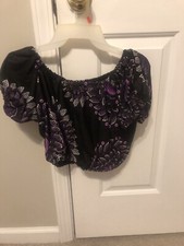 Ray Darten Women's African Print Top Size Medium Black, purple, White