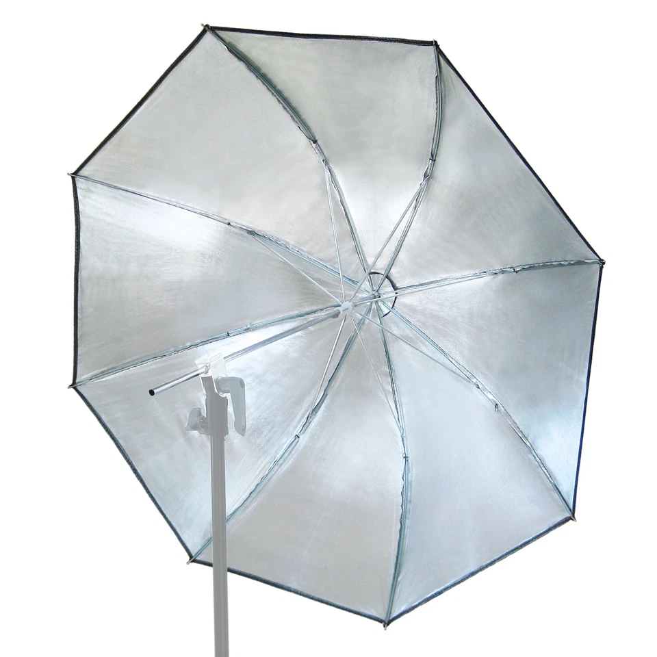 《US SELLER》80cm 32inch Studio Photography Flash Silver/Black Reflective Umbrella - Image 2 of 4