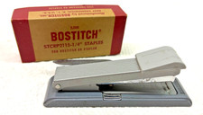 Vintage Bostitch B8 Gray Desktop Stapler with Box of STCRP2115 1/4" Staples