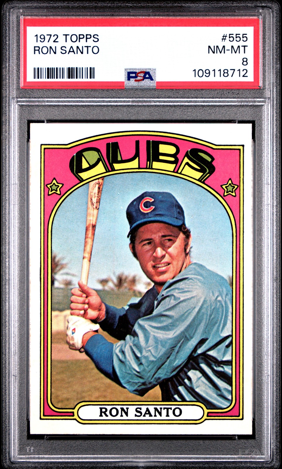 1972 TOPPS #555 RON SANTO PSA 8