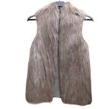Whistles Faux Fur Gilet Vest, Sleeveless, Longline, Grey/Neutral Winter Small 34