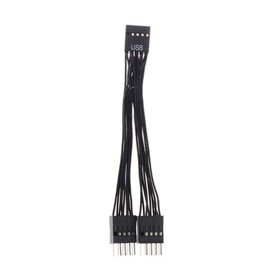 Computer Motherboard Usb Expansion Cable Usb 9-pin One-in-two Splitter All-black