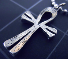 Ankh Necklace Stainless Steel Ball Chain New Egyptian Cross Antiqued Pendant