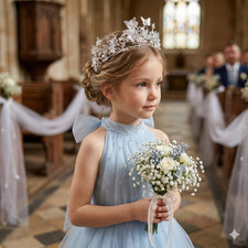 Silver Butterfly Crystal Runway Crown Tiara f...