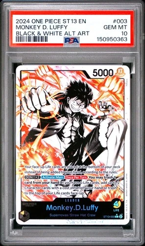2024 ONE PIECE ST13 #003 THREE BROTHERS LUFFY BLACK & WHITE ALT ART PSA 10
