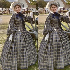 1850s Victorian Tartan Christmas Dresses Edwardian Duchess Civil War Ball Gowns