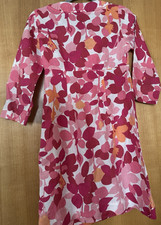 Boden Pink Orange Floral Linen Dress Knee Length UK 6 petite 