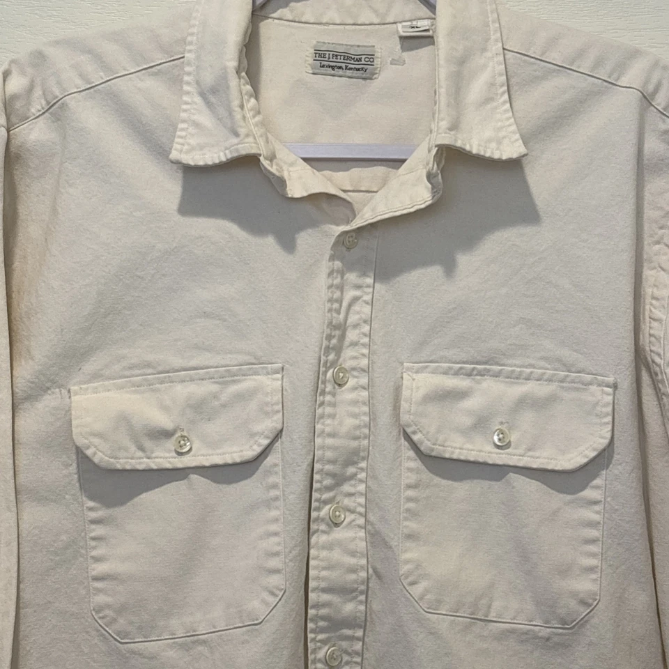 Vintage J Peterman Company Safari Shirt Mens XL Cargo Cream Old Money - Image 2 of 4