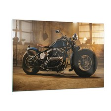 Impression sur Verre 120x80cm Tableaux Image Photo Harley-Davidson Moto Moteur