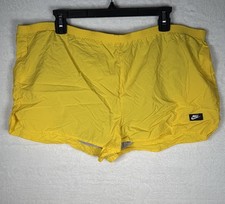 Vintage 90s Men's Old School Logo Nike Brief Lined Running Shorts Yellow Size XL