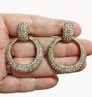 CINER Diamante Pave Crystals Pendant Doorknocker Clip Earrings — photo 4