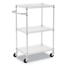 Alera SW322416SR 450 lbs. Capacity 3-Shelf Wire Cart with Liners - Silver New