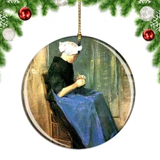 Van Gogh Young Scheveningen Woman Knitti Christmas ornament city travel souvenir