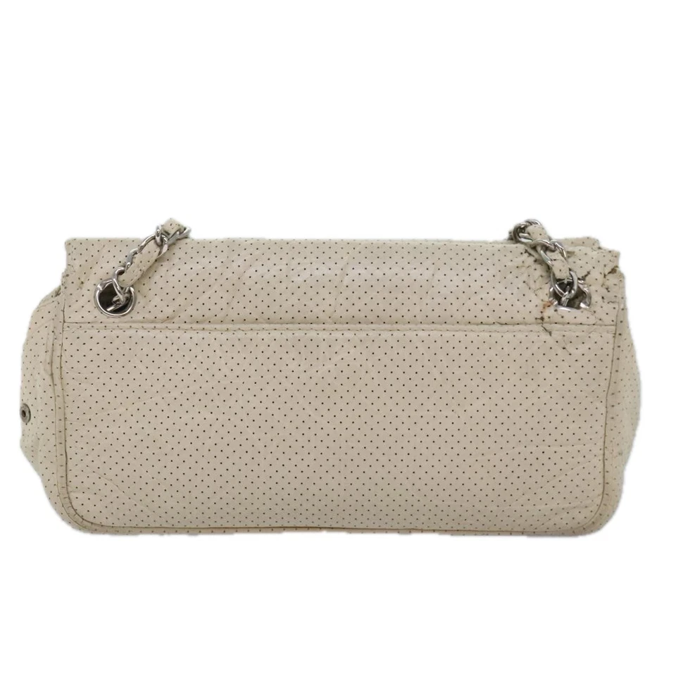 CHANEL цепочка наплечная сумка пробивки кожи белое серебро CC подлинный 91310 - Изображение 2 из 4