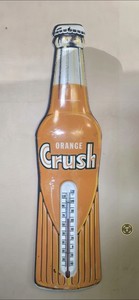 Vintage Orange Crush Soda Pop Bottle Advertising  Thermometer Sign .. Super nice