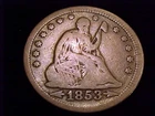 1853 Seated Liberty Quarter, with Arrows, Very Good Grade.