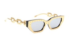 LOUIS VUITTON MEN'S LV MALLETAGE CAT EYE SUNGLASSES Z1476W GOLD CHAIN Pre-Owned