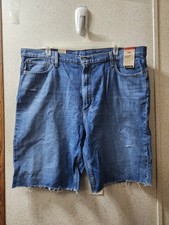 Levi's 469 Denim Shorts Loose 44x12in Blue 100 Cotton Sits Below Your Waist