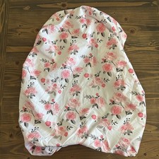 PeanutShell Floral Changing Pad Cover Pink Rose White Baby Nursery