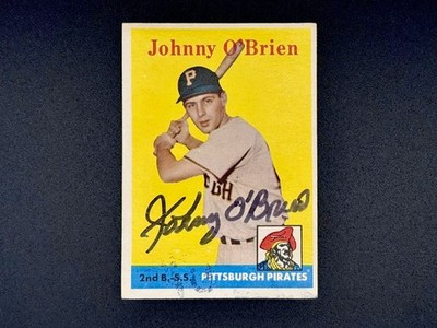 1958 Topps 426 Johnny O'Brien - Pittsburgh Pirates - handsigniertes Echtheitszertifikat 