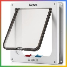 Pet Door Cat Flap 4 Way Locking Interior Exterior Weatherproof ABS L