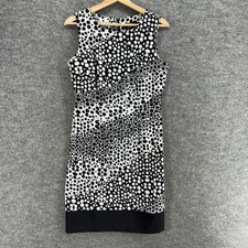 Ronni Nicole Dress Women 6 Black Polka Dot Sheath Midi Zipper Sleeveless Geometr