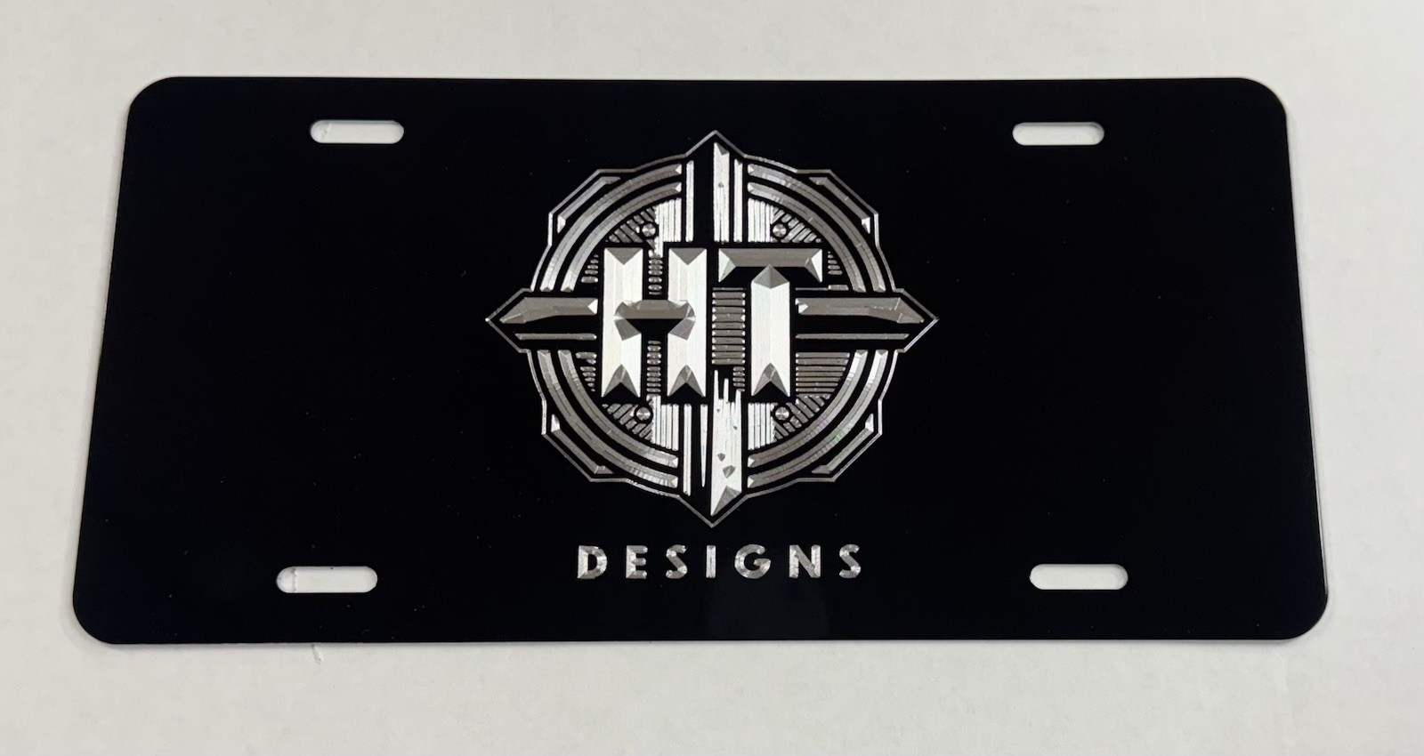 REFLECTIVE Engraved Custom Business Logo Diamond Etched License Plate Car Tag