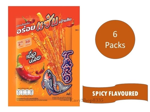 Snacks tailandeses marca Taro salsa de pescado recubierta bocadillo sabor picante 6 piezas x 18 g