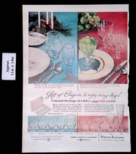 1957 LIBBEY SAFEDGE GLASSWARE Colonial Heritage Gift Of Elegance Print Ad 51242