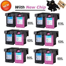 Black/Color Ink Lot Combo Pack fits for HP 60XL 61XL 62XL 63XL 64XL 65XL 67XL