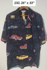 Vtg 90s Pacific Legend Classic Cars Black Hawaiian Shirt Men's 2XL Made in USA