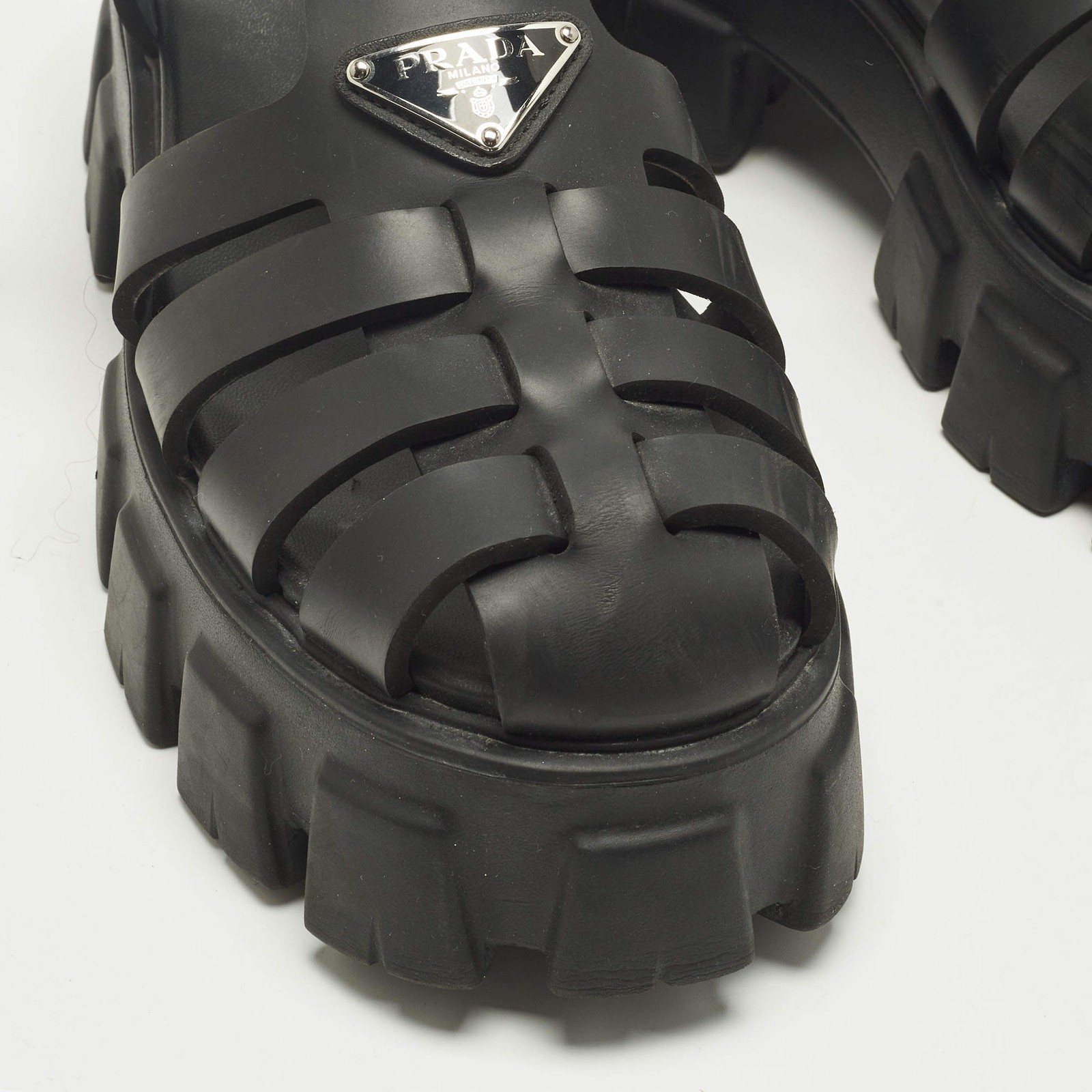 Prada Monolith Size 41 Black Rubber Platform Sandals thumbnail 7