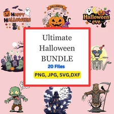Halloween Mega Bundle Spooky Season Retro Sublimation Designs JPG, PNG, SVG, DXF