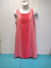 J Crew Dress Womens Size S Coral Crochet Lace Front Tunic Shift Sleeveless Dress