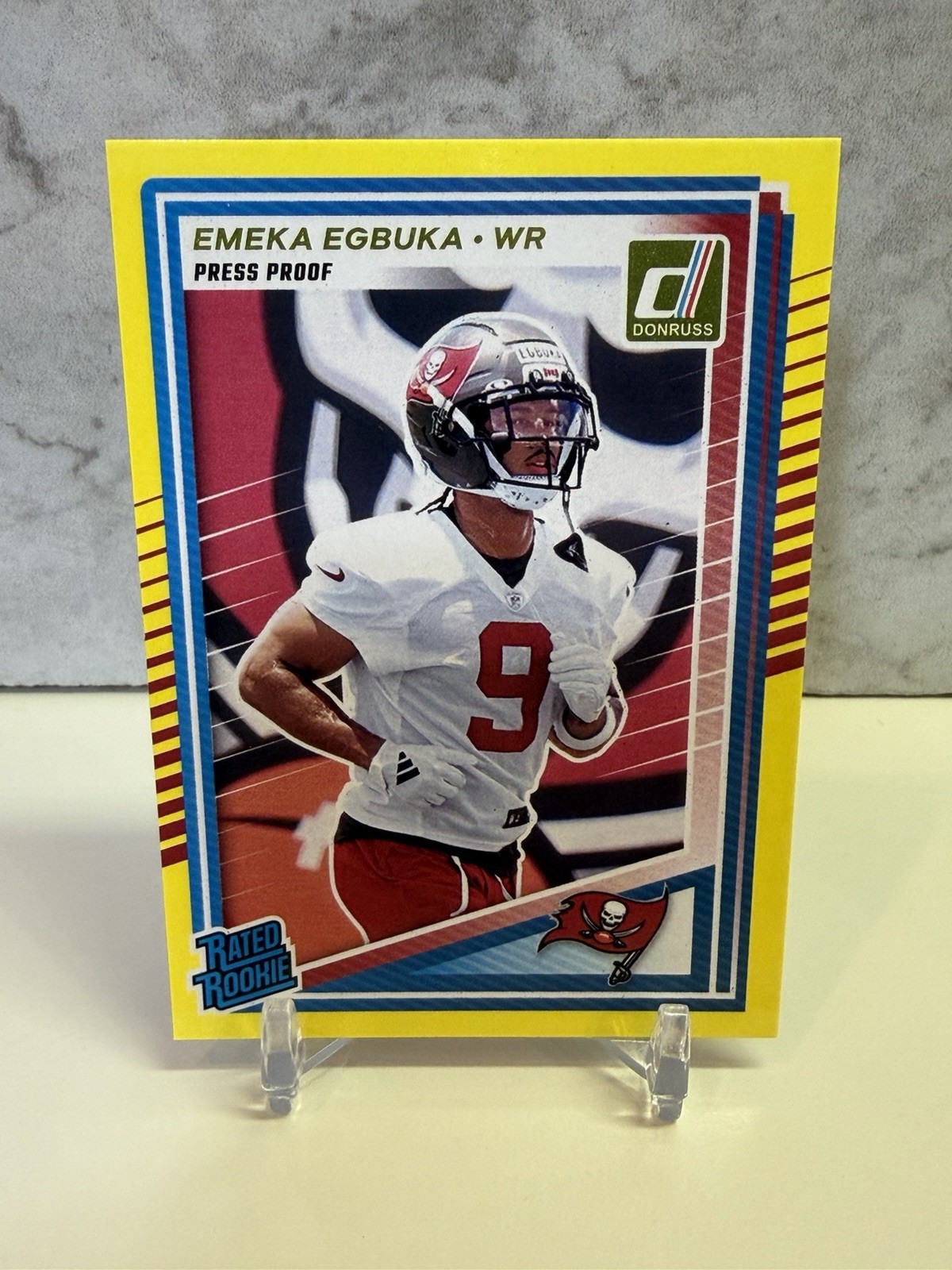 2025 Panini Donruss Emeka Egbuka Yellow Proof Press #375 Rookie Card RC