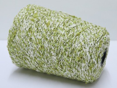F27 (60 /kg) 500g MERINO NOPPEN-EFFEKTGARN FRÜHLING-GRÜN-WEISS (1,4) Zwirn Wolle