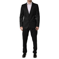 DOLCE & GABBANA Anzug Schwarz Wolle 2 Knöpfe Formell 2 Teiler EU52/US42/XL...