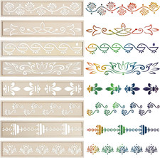 8Pcs 12 Inch Rangoli Stencils for Diwali Decoration, Wooden DIY Sand Art Making