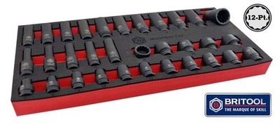 32 Stck. Standard & Tief 3/8'' Schlagschrauber Steckschlüsselsatz 7-22 mm (12 Punkt) Britool Hallmark