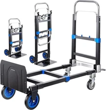 2-IN-1 660lbs Heavy Duty Aluminum Steel Folding Hand Truck Luggage Trolley Cart
