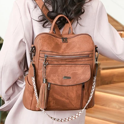 NINATSERIND Vintage Women Ladies Soft Leather Casual Rucksack Shoulder Bag Capacity Backpack